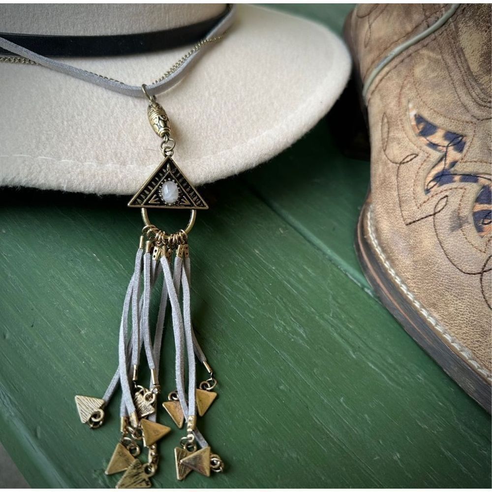 Tassel arrow double layered long necklace